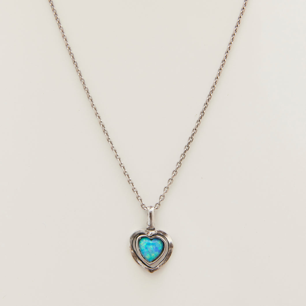 Opal Heart Pendant Necklace Sterling Silver - Karina Constantine 