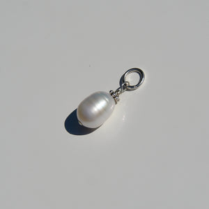 Pearl Drop Charm Pendant Sterling Silver