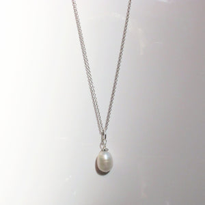 Pearl Drop Charm Pendant Sterling Silver