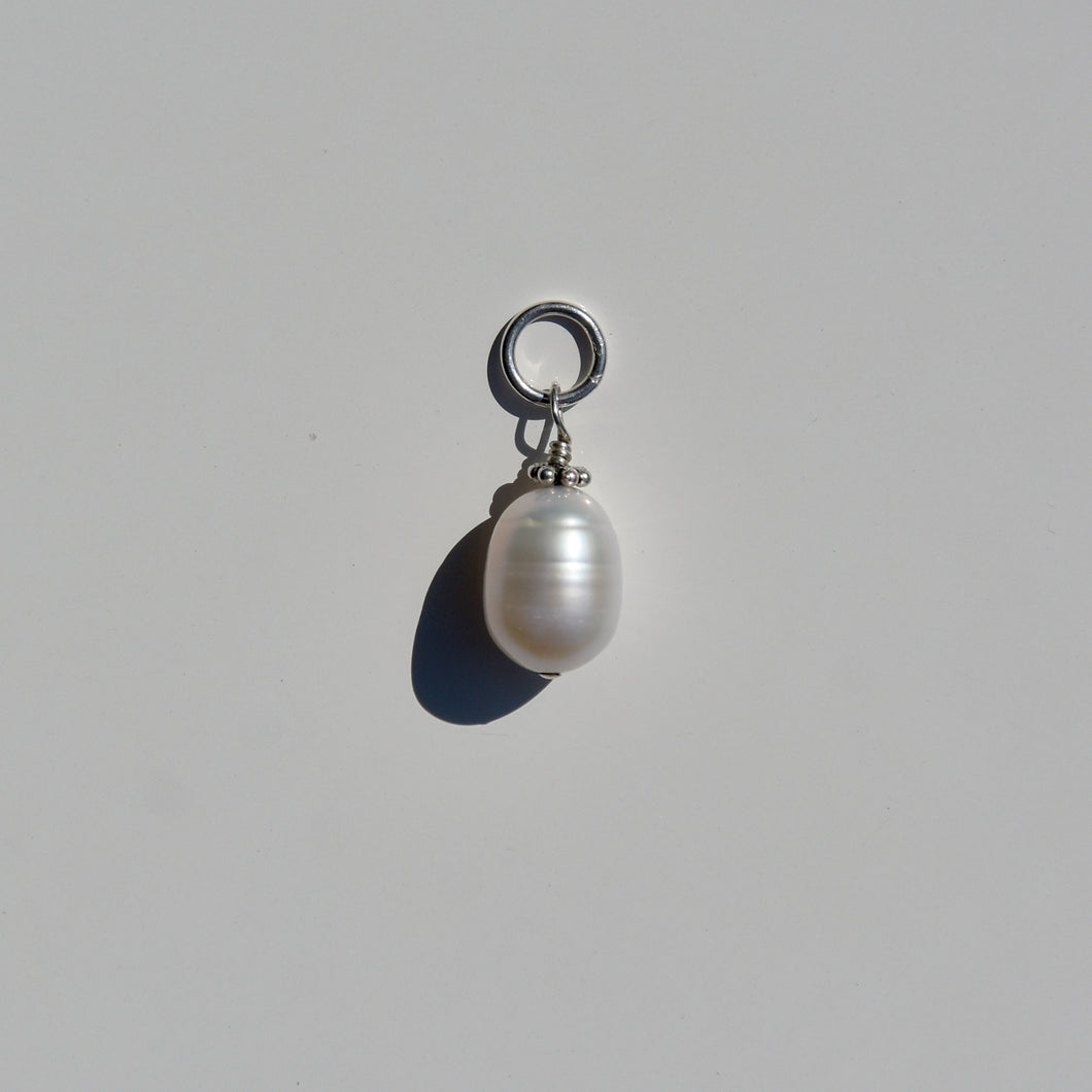 Pearl Drop Charm Pendant Sterling Silver