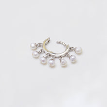 Load image into Gallery viewer, Pearl Drops Mini Hoop Earrings Sterling Silver - Karina Constantine 
