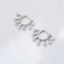 Load image into Gallery viewer, Pearl Drops Mini Hoop Earrings Sterling Silver - Karina Constantine 
