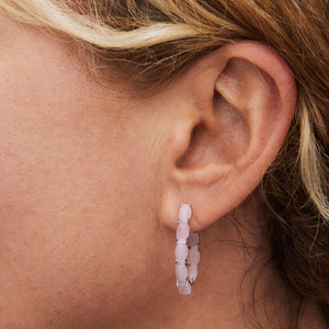 Pink Cat's Eye Hoop Earrings Sterling Silver - Karina Constantine