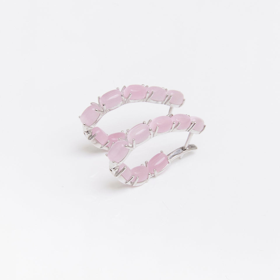 Pink Cat's Eye Hoop Earrings Sterling Silver - Karina Constantine