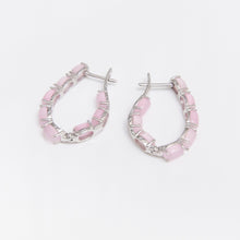 Load image into Gallery viewer, Pink Cat&#39;s Eye Hoop Earrings Sterling Silver - Karina Constantine
