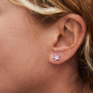 Pink Enamel Stars Stud Earrings Sterling Silver - Karina Constantine