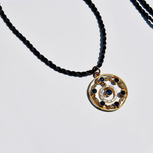 Sapphire and Seed Pearl Pendant Necklace 9-Karat Gold -Karina Constantine 