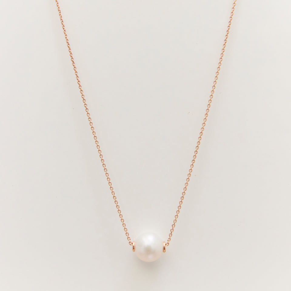 Single Pearl Pendant Necklace 14-Karat Rose Gold - Karina Constantine