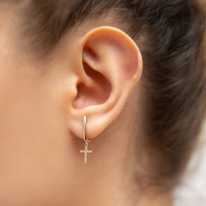 Cross Dangle Earrings 14-Karat Rose Gold - Karina Constantine Jewellery