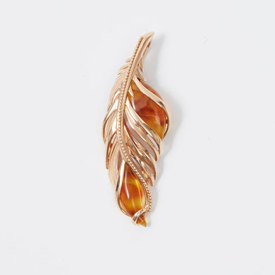 Amber Feather Pendant 14-Karat Rose Gold - Karina Constantine jewellery