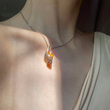 Load image into Gallery viewer, Amber Feather Pendant 14-Karat Rose Gold - Karina Constantine jewellery
