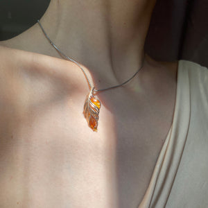 Amber Feather Pendant 14-Karat Rose Gold - Karina Constantine jewellery