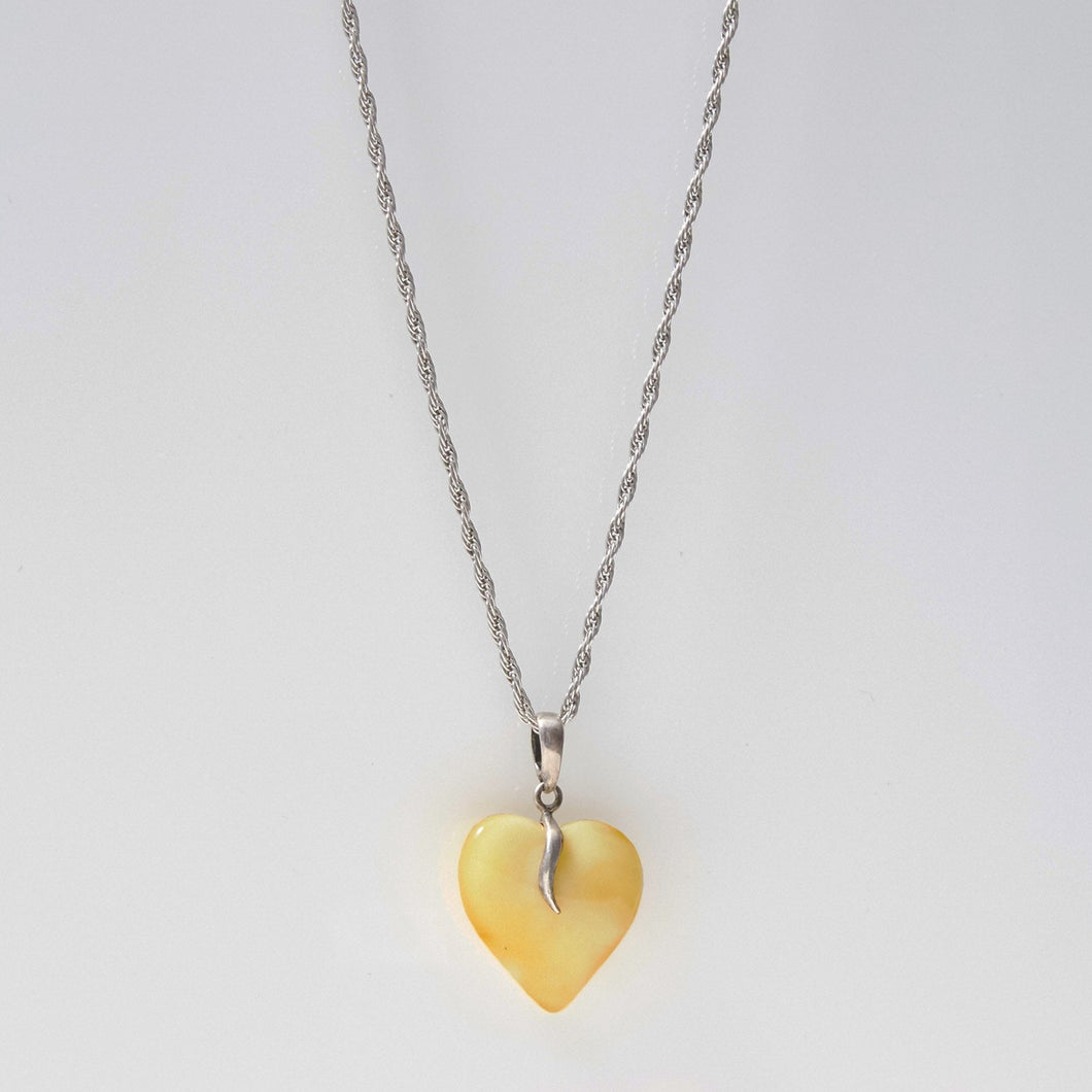 Amber Heart Pendant Necklace Sterling Silver - Karina Constantine jewellery