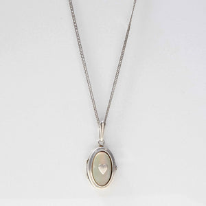 Art Deco Oval Heart Locket Necklace Sterling Silver - Karina Constantine jewellery