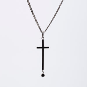 Black Enamel Cross Necklace Sterling Silver - Karina Constantine Jewellery