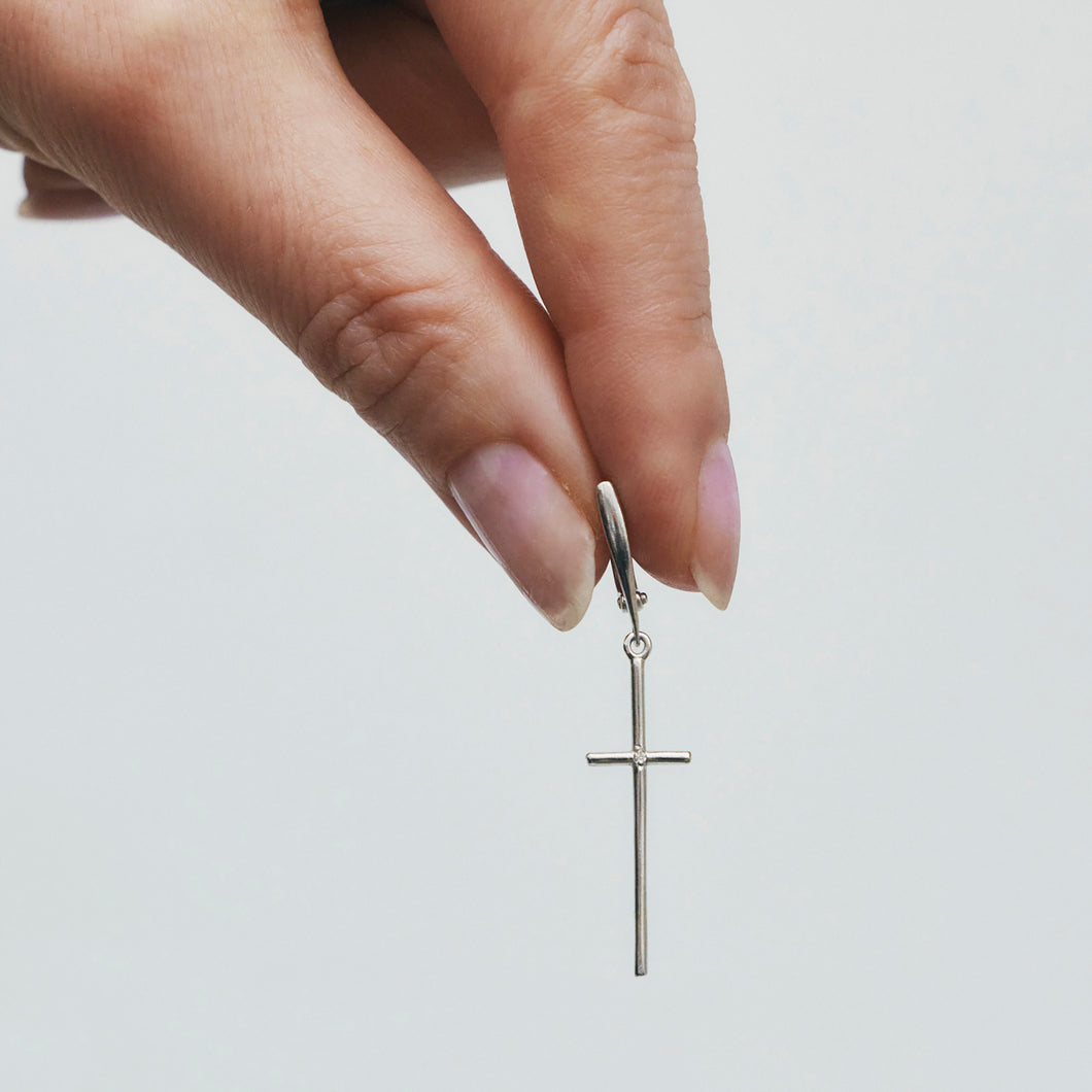 Cross Dangle Earrings Sterling Silver - Karina Constantine jewellery