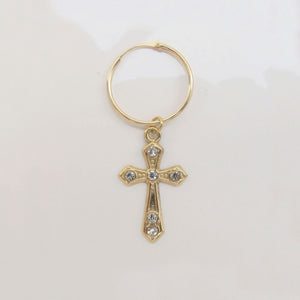 Cross Hoop Earring 9-Karat Yellow Gold - Karina Constantine Jewellery