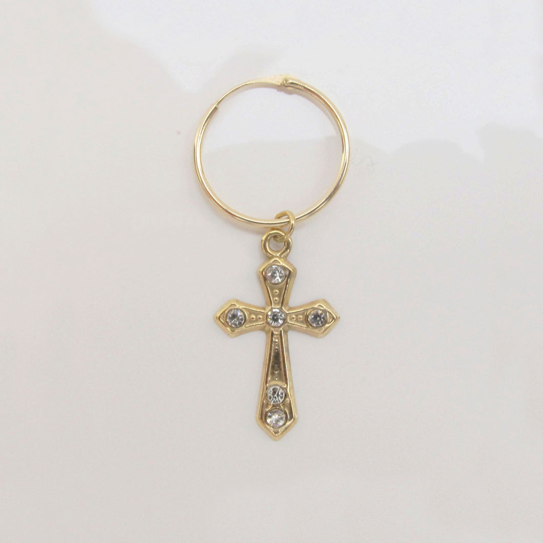 Cross Hoop Earring 9-Karat Yellow Gold - Karina Constantine Jewellery