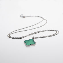 Load image into Gallery viewer, Four Leaf Clover Green Agate Pendant Necklace Sterling Silver - Karina Constantine jewellery
