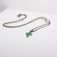 Load image into Gallery viewer, Emerald Cross Pendant Necklace Sterling Silver - Karina Constantine jewellery
