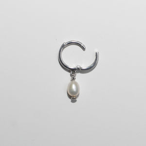 Pearl Drop Mini Hoop Earrings Sterling Silver - Karina Constantine 