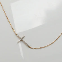 Load image into Gallery viewer, Diamond Cross Necklace 14-Karat Rose Gold - Karina Constantine jewellery
