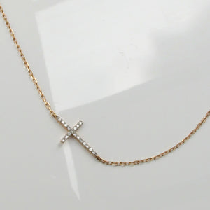 Diamond Cross Necklace 14-Karat Rose Gold - Karina Constantine jewellery