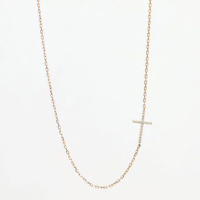Diamond Cross Necklace 14-Karat Rose Gold - Karina Constantine jewellery