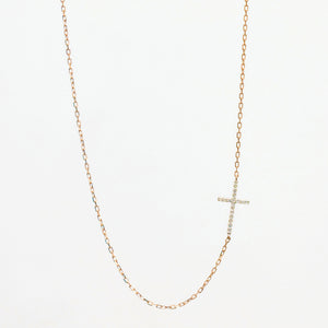 Diamond Cross Necklace 14-Karat Rose Gold - Karina Constantine jewellery