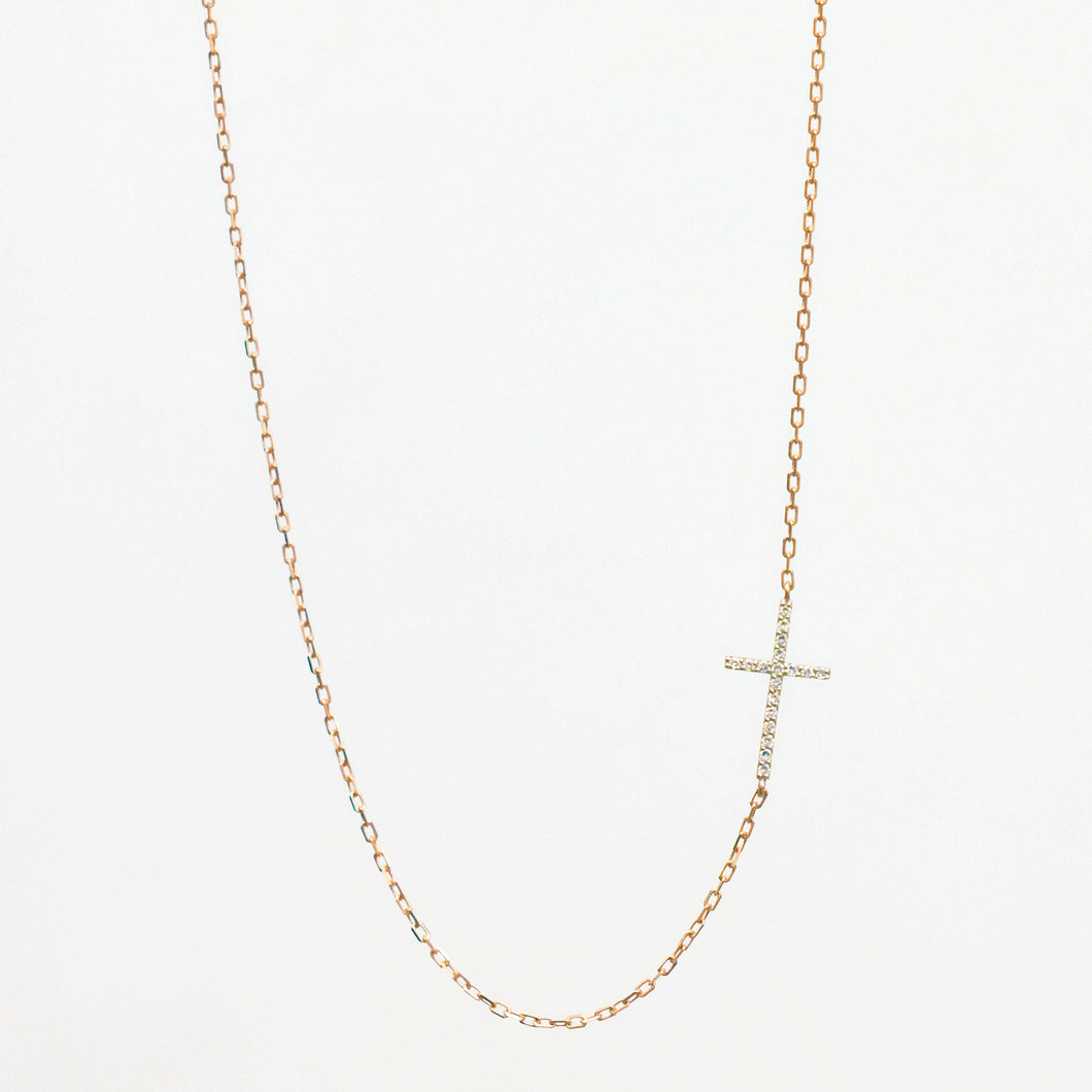 Diamond Cross Necklace 14-Karat Rose Gold - Karina Constantine jewellery