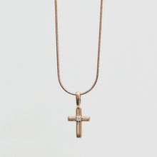 Load image into Gallery viewer, Diamond Cross Pendant Necklace 14-Karat Rose Gold - Karina Constantine jewellery
