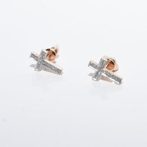 Diamond Cross Stud Earrings 14-Karat Rose Gold - Karina Constantine jewellery