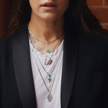 Load image into Gallery viewer, Emerald Cross Pendant Necklace Sterling Silver - Karina Constantine jewellery
