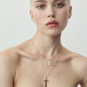 Enamel Cross Pendant 14-Karat Rose Gold - Karina Constantine Jewellery