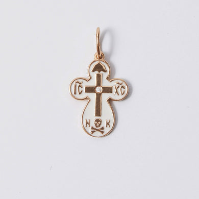 Enamel Cross Pendant 14-Karat Rose Gold - Karina Constantine Jewellery