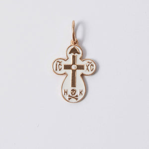 Enamel Cross Pendant 14-Karat Rose Gold - Karina Constantine Jewellery