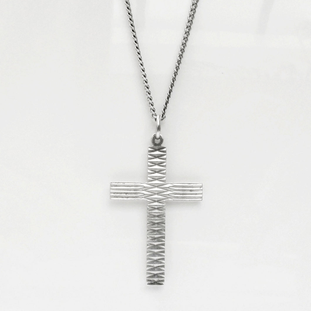 Engraved Cross Pendant Necklace Sterling Silver - Karina Constantine Jewellery