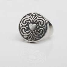 Load image into Gallery viewer, Engraved Heart Signet Ring Sterling Silver - Karina Constantine jewellery
