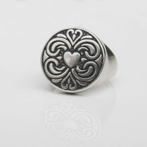 Engraved Heart Signet Ring Sterling Silver - Karina Constantine jewellery