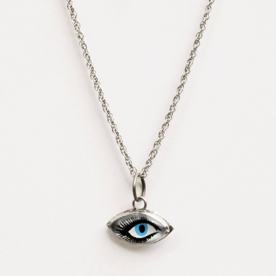 Evil Eye Charm Necklace Sterling Silver Circa 1960s - Karina Constantine jewellery