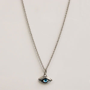 Evil Eye Charm Necklace Sterling Silver Circa 1960s