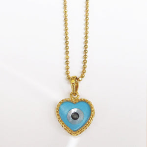 Evil Eye Heart Pendant Necklace 18-Karat Yellow Gold - Karina Constantine Jewellery