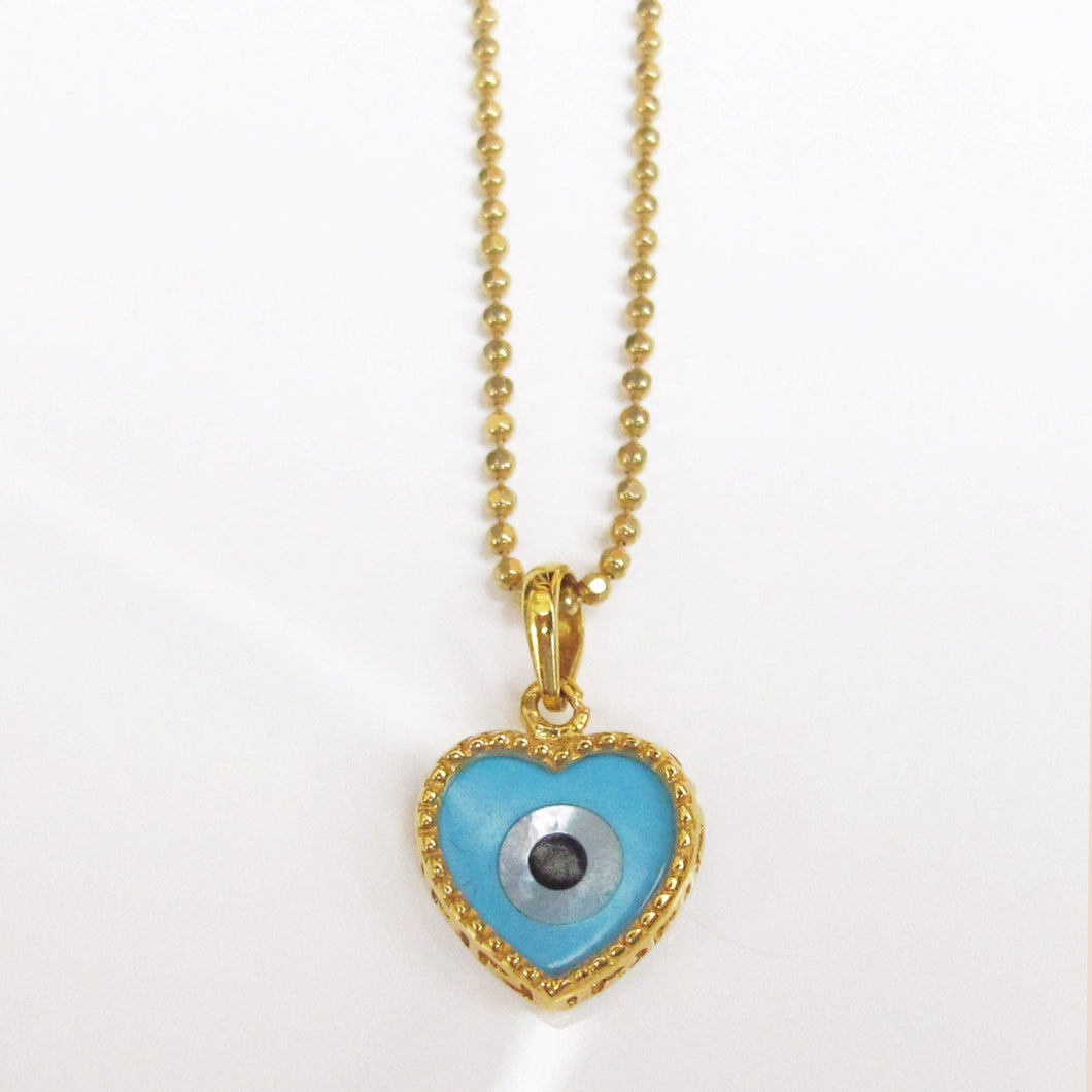 Evil Eye Heart Pendant Necklace 18-Karat Yellow Gold - Karina Constantine Jewellery