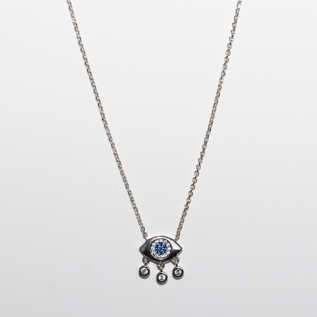 Evil Eye Slider Necklace Sterling Silver - Karina Constantine jewellery