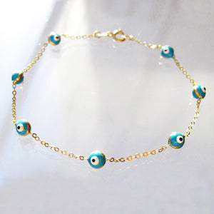 Evil Eye Charm Bracelet 18-Karat Yellow Gold - Karina Constantine jewellery