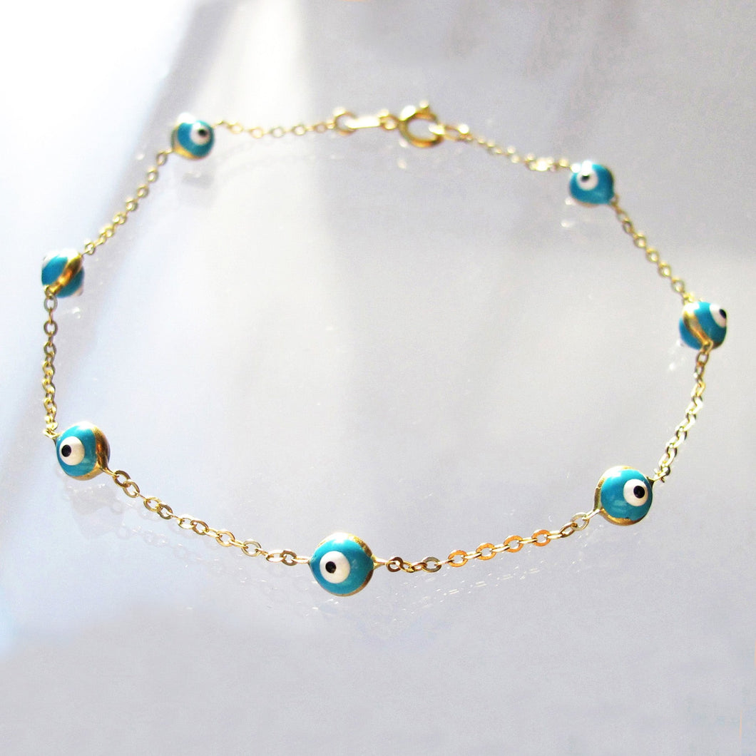 Evil Eye Charm Bracelet 18-Karat Yellow Gold - Karina Constantine jewellery