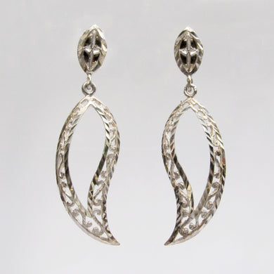 Filigree Leaf Earrings Sterling Silver Circa 1990s - Karina Constantine jewellery