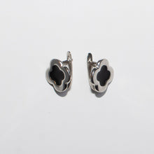 Load image into Gallery viewer, Four Leaf Clover Black Enamel Earrings Sterling Silver - Karina Constantine
