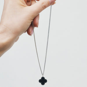 Four Leaf Clover Black Onyx Pendant Necklace Sterling Silver Karina Constantine jewellery