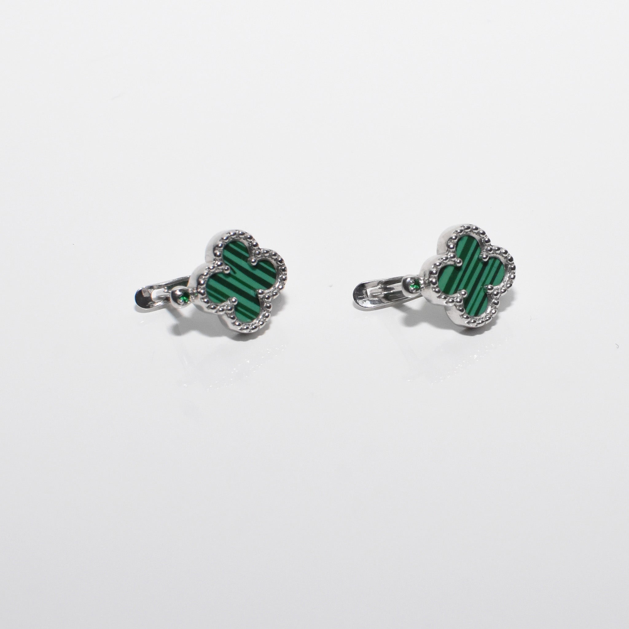 Silver hot sale malachite earrings